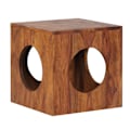 Miniatyrbillede 3 af 4: Rootz sidebord massivt træ Sheesham 35x35 cm Cube stuebord design landlig sofabord firkantet