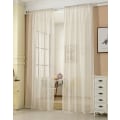 Miniatyrbild 1 av 7: Rootz Set med 2 transparenta gardiner - Skira voiledraperier - Krämgardiner i linne-look - Högkvalitativt material, perfekt ljusfiltrering, enkelt und