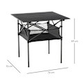 Miniatyrbillede 3 af 9: Rootz Havebord - Aluminiumsfoldebord - Campingbord med opbevaringspose - Transportabelt til havens strandpicnic - koksgrå - 70 cm x 70 cm x 69 cm