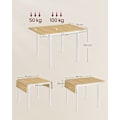 Miniatyrbillede 6 af 6: Rootz spisebord til 2-4 personer - Naturlig egefarve - Skyhvid - Spånpladestål - 78 cm x 120 cm x 76,2 cm - Bærbart foldbart bord