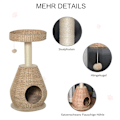 Miniatyrbild 5 av 11: Nancy's Agen Point Cat Tree Krabpaal met Kattengrot - Geel - Gefabriceerd Hout, Pluche, Sisal - 15,74 cm x 15,74 cm x 32,48 cm