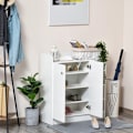 Miniatyrbillede 4 af 7: Rootz Skoskab - Skokiste - Skostativ - 4 hylder - Maksimalt 12 par - 1 skab - Spånplade - Aluminiumslegering - Hvid - 83cm X 30cm X 90cm