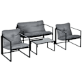 Miniatyrbillede 1 af 10: Rootz 4-delt havemøbelsæt - Udendørs terrassesæt - Vejrbestandig - Holdbar stålramme - Komfortable puder - 114 cm x 70 cm x 67 cm - Grå + Sort