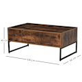 Miniatyrbild 3 av 8: Rootz Coffee Table - Coffee Table - Height Adjustable Leaf - 100L x 60D x 40H cm - Storage Space - Top Lift - Space Saving - Brown - Processed Wood -