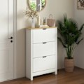 Miniatyrbillede 2 af 5: Rootz Skoskab - Skostativ - Skoopbevaring - 3 rum - 18 par sko - Spånplade - Hvid-brun - 72 Cm X 26 Cm X 112 Cm