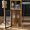 Miniatyrbillede 7 af 8: Rootz Modern Bar Bord - Køkkenø - Spisebord - Industrielt design - Rummelig opbevaring - Vinglasholdere - Flaskestativ - 110cm x 105cm x 50cm
