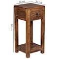 Miniatyrbillede 2 af 5: Rootz Sidebord - Massivt træ Sidebord - Telefonbord - Håndlavet - Skuffe - Brun - 30 x 30 x 68 cm