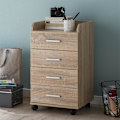 Miniatyrbillede 6 af 7: Rootz rullecontainer 40x70,5x33cm Sonoma - Skrivebordscontainer Rulleskab 4 skuffer - Moderne skuffecontainer med hjul - Standcontainer Kontorcontaine