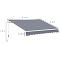 Miniatyrbild 10 av 10: Rootz Markis - Manuellt infällbar markis - Aluminium Markis - Ledad markis - Grå - 4m x3m