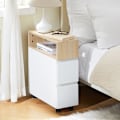 Miniatyrbillede 4 af 9: Rootz Bedside Bord med hjul - natbord - sidebord - kompakt design - 2 skuffer - 20 cm x 61 cm x 50 cm