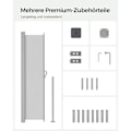 Miniatyrbild 7 av 8: Rootz sidomarkis 160 x 350 cm - Balkongskärm - Infällbar utomhustak - Stålstomme - Vattentät polyester - 9 kg - Ljusgrå