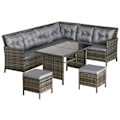 Miniatyrbillede 1 af 7: Rootz 6-delt siddesæt - Havesæt - Sofasæt - Havemøbelsæt Lounge - Polyrattan - Grå - 110,5L x 62W x 82H cm