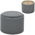Miniatyrbillede 1 af 10: Rootz Storage Affol - Footrest - Opbevaring Ottoman - Skjult opbevaring - Ø56 x 42H cm - Grå ledningsstof - Stilfuldt og funktionelt design