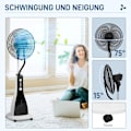 Pikkukuva 6 / 10: Rootz 2-in-1 -tuuletin ilmankostuttimella - Jäähdytystuuletin - Sumutuuletin - Mukautettava jäähdytys - Laaja kattavuus - Energiatehokas - 44,5 cm x 3