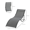 Miniatyrbillede 7 af 10: Rootz liggestole - liggestole - havestole - stofstole - mørkegrå - 165 x 61 x 63 cm