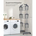 Miniatyrbillede 5 af 7: Rootz Grey Tørrestativ - Stål & Plast - Pladsbesparende design - Foldbart stativ - Stor tørrekapacitet - 64cm x 126cm x 172cm