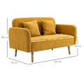 Miniatyrbillede 3 af 7: Rootz Dobbeltsofa - Polstring med hynder - Kompakt design - To-personers - Justerbar højde på fodstøtterne - Fløjlsagtig polyester - Gummitræ - Skum -