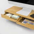 Miniatyrbillede 5 af 6: Rootz Bamboo Monitor Riser Stand med 2 skuffer - Skrivebordsorganisering - Tastaturopbevaring - Skridsikre fødder - Ergonomisk design - 56cm x 12cm x