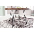 Pikkukuva 5 / 7: Rootz Design ruokapöytä pyöreä Ø 120 x 78 cm Sheesham massiivipuu - Maalaistalon ruokapöytä ruskea - Ruokapöytä Keittiön pöytä 4 hengelle