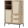 Pikkukuva 1 / 11: Rootz -säilytyskaappi - joustavat rintakehät - laatikot - säädettävät hyllyt - rottinki -ovet - helppo puhdistus - 80w x 40d x 120h cm