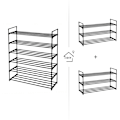 Miniatyrbillede 5 af 9: Rootz skostativer - Sæt med 2 - Sko Organizer - 24-30 par sko - Stabelbar - 92 x 30 x 53 - Metal - Sort