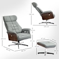 Miniatyrbild 3 av 11: Rootz Relaxationsstol med avföring - Reclining Chair - Swivel TV -stol - 135 ° Tiltfunktion - 80W x 84d x 108h cm - Grå