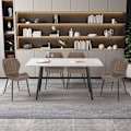 Miniatyrbillede 2 af 7: Rootz spisestuestole Sæt med 6 - Polstrede stole - Imiteret læderstole - Komfortable siddepladser - Holdbart design - Ergonomisk støtte - 47 cm x 79,5
