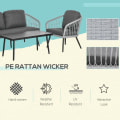 Miniatyrbild 6 av 10: Rootz Utemöbler Set - Trädgårdsmöbler Set - 4-delad Rotting Patio Soff Set - Med 2 enkelkuddar soffor - 1 Loveseat Och 1 Soffbord - Grå
