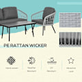 Miniatyrbillede 6 af 10: Rootz Udendørs møbelsæt - Havemøbelsæt - 4-delt terrassesofasæt i rattan - Med 2 enkelt polstrede sofaer - 1 Loveseat og 1 sofabord - Grå