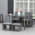 Miniatyrbillede 2 af 7: Rootz Poly Rattan siddegruppe - Spisesæt - Havesæt - 5 stykker med hynder - Grå - 120L x 60W x 72H cm