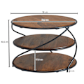 Miniatyrbillede 4 af 7: Rootz sofabord 58x58x40,5 cm massivt sheesham træ - metal med opbevaringsplads - Stuebord Massivt sofabord - Lille bord sidebord stue moderne - Rundt