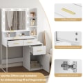 Miniatyrbillede 6 af 9: Rootz Toiletbord med LED-spejl - Vaskebord - Makeupbord - Justerbar lysstyrke, rummelig opbevaring, holdbar bygning - 90 cm x 143 cm x 39,5 cm