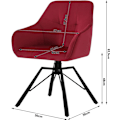 Miniatyrbild 3 av 9: Rootz vridbar matstol - Roterande stol - Ergonomisk stol - 360° vridbar, bekväm design, robust konstruktion - sammet och metall - 58,5 cm x 82,5 cm x