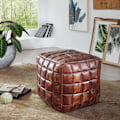 Pikkukuva 3 / 4: Rootz Pouf - Kuutio - Nahkapussi - Ruskea - Tikattu - Nahka - 41 x 39 x 39
