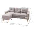 Miniatyrbillede 3 af 6: Rootz 3-personers hjørnesofa - Linnedlook - Vendbar chaiselong - Gummitræ - Lysegrå - 193x136x85 cm