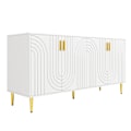 Miniatyrbillede 9 af 11: Rootz White skænk - Buffetskab - Opbevaringsenhed - Elegant design, let rengøring, MDF, 152 cm x 40 cm x 75 cm