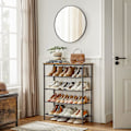 Miniatyrbillede 3 af 9: Rootz Skostativ - Skostativ - Skohylde - med 4 hylder - Stående - Industriel - Brun og Sort - 75 x 30 x 91 cm