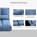 Pikkukuva 6 / 10: Rootz-lattiavuodesohva - Säädettävä selkänoja - Samettikangas - 2-in-1-design - Erittäin mukava - Kestävä teräsrunko - 102cm x 73cm x 60cm - Sininen