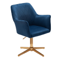 Miniatyrbillede 1 af 7: Rootz drejestol - Skrivebordsstol - Fløjlsbetræk - Polstrede armlæn - 360° rotation - Guldramme - 80-97cm x 55cm x 55cm