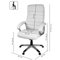 Miniatyrbild 2 av 7: Rootz kontorsstol konstläder vit ergonomisk med nackstöd - Design Executive Chair Skrivbordsstol med avtorkningsfunktion - Snurrstol högt ryggstöd X-X