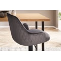 Pikkukuva 6 / 8: Rootz Modern Design -baarijakkara - Velvet-istuin - Timanttitikkaus - Metalli trumpettijalka - 45cm x 86-106cm x 45cm - Harmaa - 360° Kääntö - 100kg K