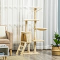 Miniatyrbillede 2 af 7: Rootz Scratching Post - Cat Tree - Cat Climbing Tree - Climbing Tree - Cat Scratching House - Cat Cave - 4 Toys - Beige + White - 50 x 35 x 134.2 cm
