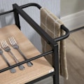 Miniatyrbillede 4 af 6: Rootz Køkkenvogn - Serveringsvogn med 2 hylder - Gelænder - Stål - Sort + Træ - 82 x 40 x 75cm