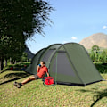 Miniatyrbillede 2 af 5: Rootz Campingtelt til 3-4 personer - Tunneltelt - To interiører - Netvinduer - Grøn - 4,75 x 2,64 x 1,72 m