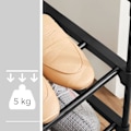 Miniatyrbillede 4 af 7: Rootz Skostativ - 3 hylder Skohylder - Skoopbevaring - Skoopbevaringsstativ - Skodisplaystativ - Metalrør/plastikforbindelser - Sort - 92 x 30,5 x 55