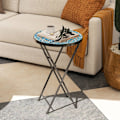 Miniatyrbillede 2 af 10: Rootz Mosaic Garden Bord - Foldbar terrassebord - Runde gårdhaveborde - Rumbesparende design - Ø35,5 x 55 timer cm