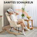 Miniatyrbillede 4 af 11: Rootz Vintage Rocking Chair - RECLINER - Afslappende stol - Tyk polstring - 98 cm x 71 cm x 101 cm - Beech Wood & Steel - Brown