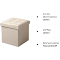 Miniatyrbild 6 av 8: Rootz Pall med förvaring - Förvaringsbänk - Vikbar ottoman - Linnetyg - 37,5 cm x 38 cm x 37,5 cm - Utrymmesbesparande - Andas - 38L förvaring