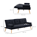Miniatyrbillede 3 af 11: Rootz Sofa Bed - Guest Bed - Justerbar ryglæn - Max Comfort - Foldningstabel - 181x77x78 cm - Grå