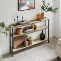 Miniatyrbillede 5 af 6: Rootz Konsol Bord Hall Bord Stue Bord Sofabord Smalt Sidebord Endebord med 3 hylder-B120 x D20 x H77cm